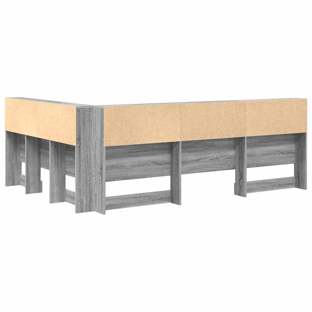 Storage Headboard with Shelf Grey sonoma 135 cm Engineered wood